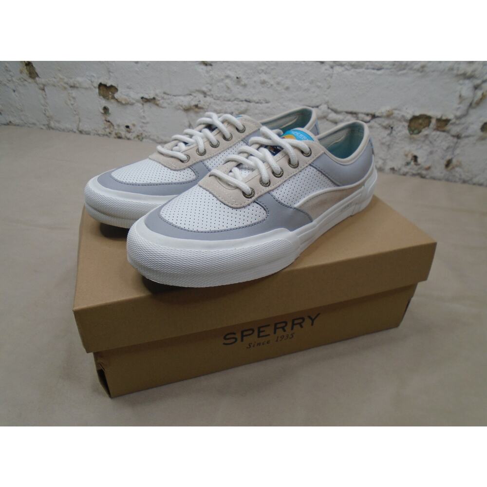 Sperry Shoes Womens 8 Soletide Casual Low Sneakers STS86219 White Grey Leather - Picture 3 of 6